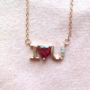 Rose gold plated 925 silver necklace, I❤️U pendant !